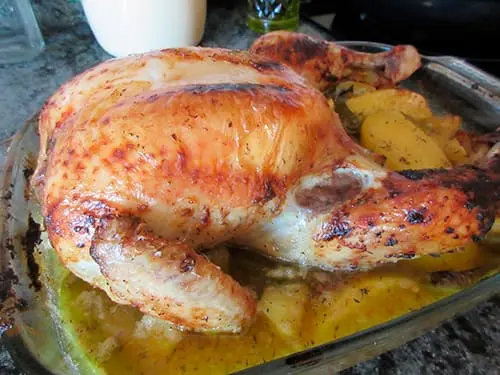 Pollo al horno con piña