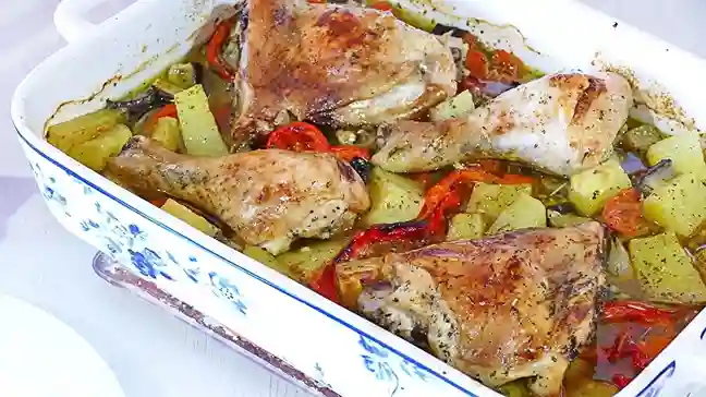 Pollo al horno con verduras