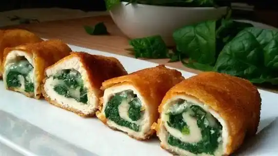 Relleno de pollo con espinacas